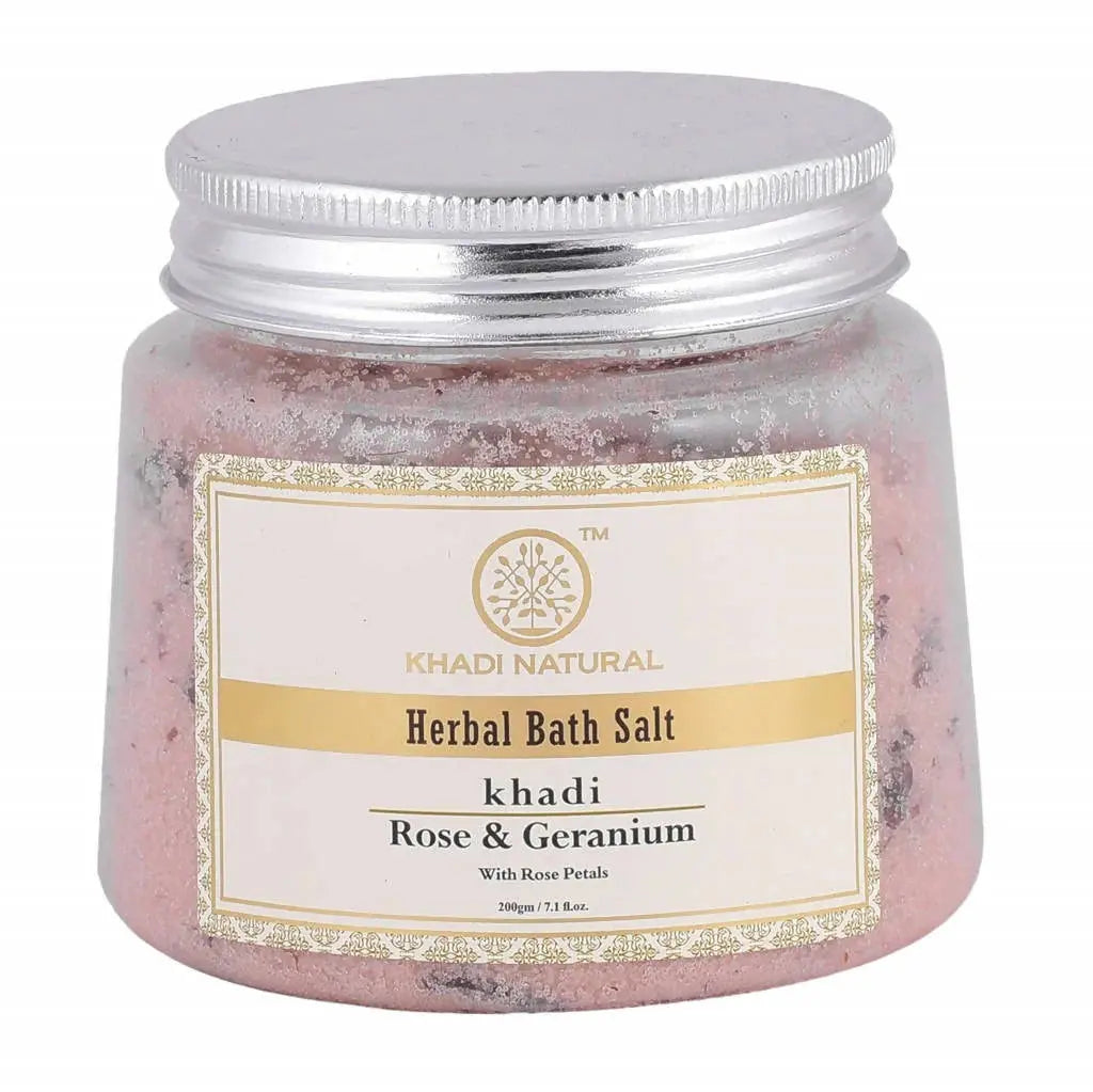 Khadi Natural Rose & Geranium With Rose Petals Bath Salt -200 gm - Mytrendzcart