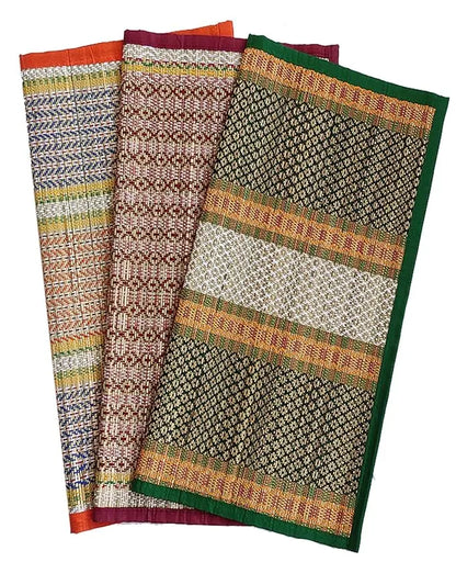 Montelal Store 18 X 18 Inch Hand Made Kusha Grass Aasan For Pooja (Multicolour) -Pack Of 3(Madurkathi River Grass Sedge/Korai) - Mytrendzcart