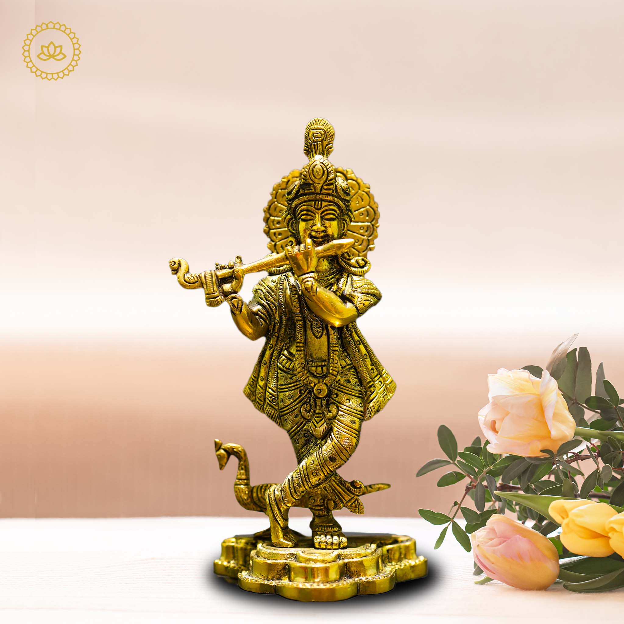 Divine Grace: Krishna Standing Brass Idol - Bringing the Spiritual Presence of Krishna - Mytrendzcart