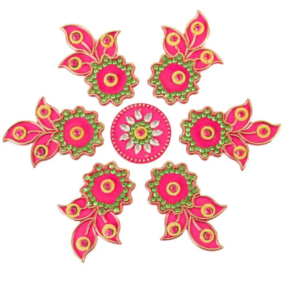 Kundan HandiKrafts Designer Flowed Rangoli Pink (Baby) - Mytrendzcart