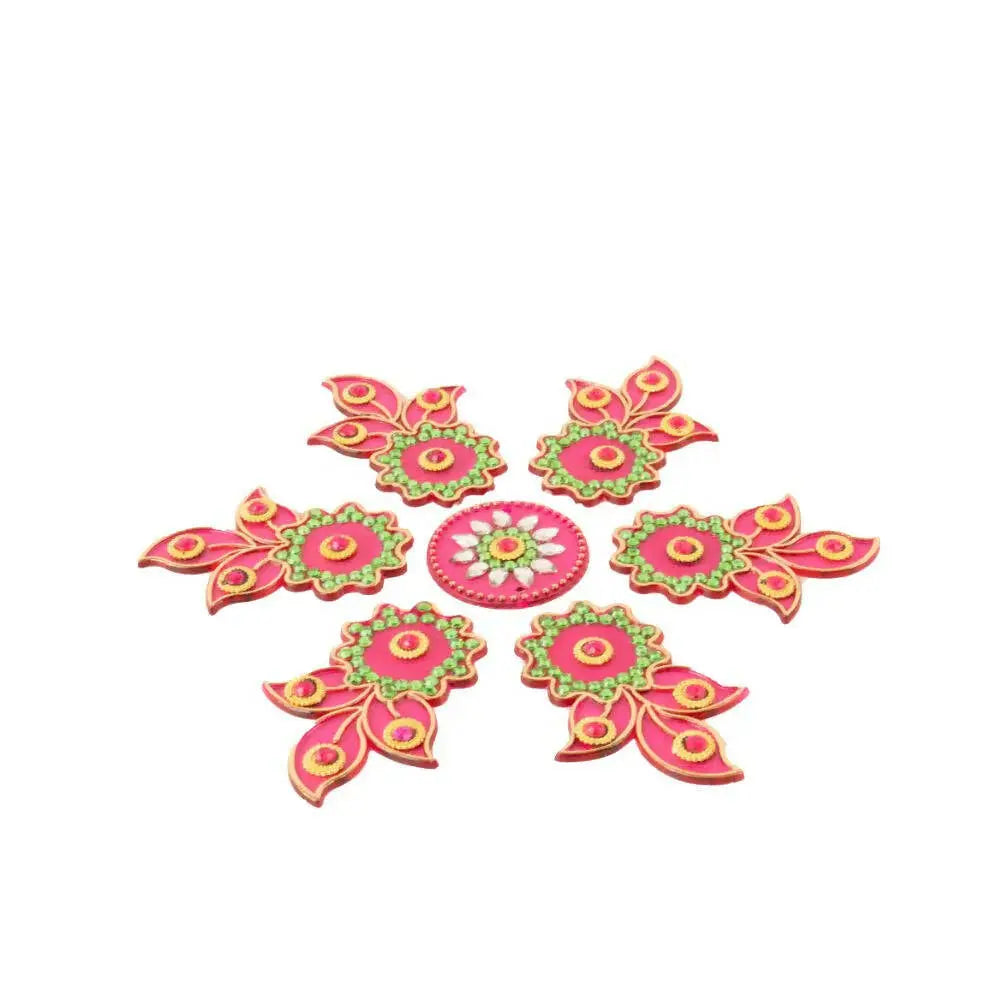 Kundan HandiKrafts Designer Flowed Rangoli Pink (Baby) - Mytrendzcart