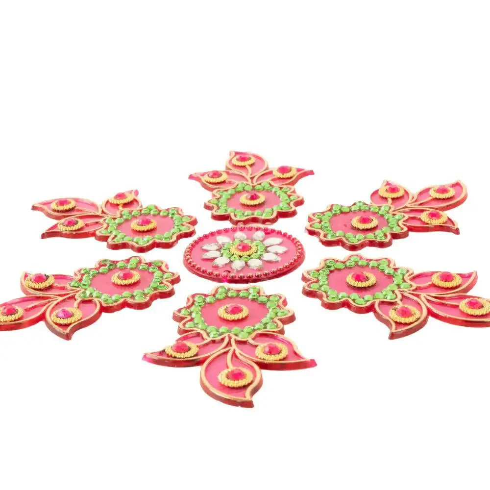 Kundan HandiKrafts Designer Flowed Rangoli Pink (Baby) - Mytrendzcart