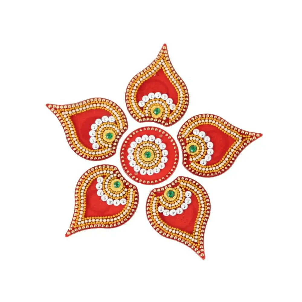 Kundan HandiKrafts Designer Modak Rangoli Red (Baby) - Mytrendzcart