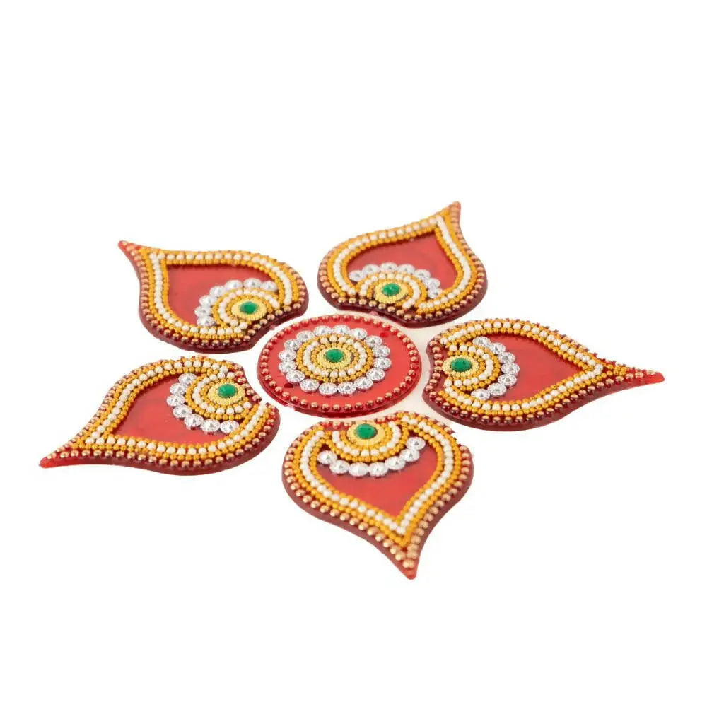 Kundan HandiKrafts Designer Modak Rangoli Red (Baby) - Mytrendzcart