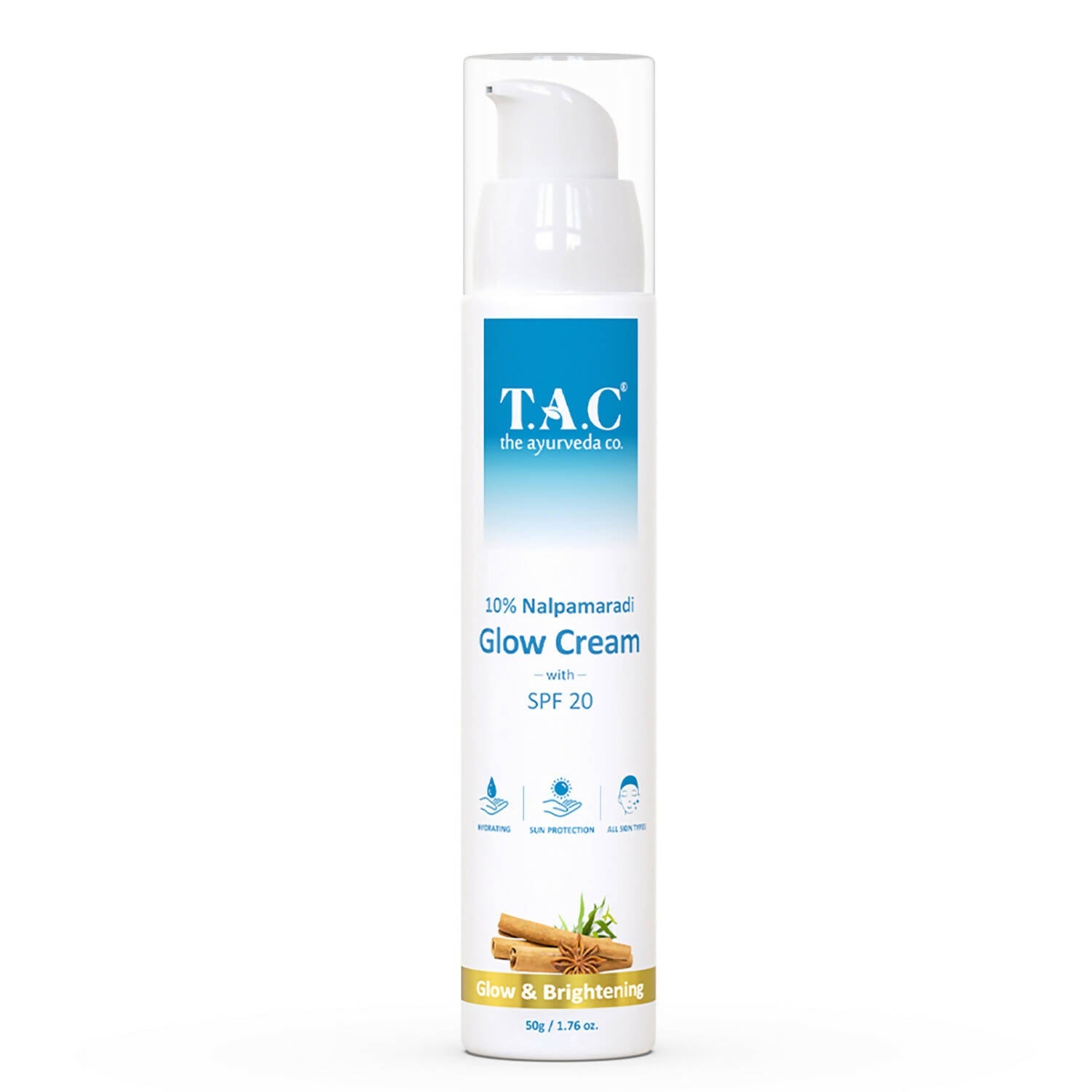 TAC - The Ayurveda Co. 10% Nalpamaradi Glow Cream with SPF 20, Skin Brightening and Detan for Women & Men - Mytrendzcart