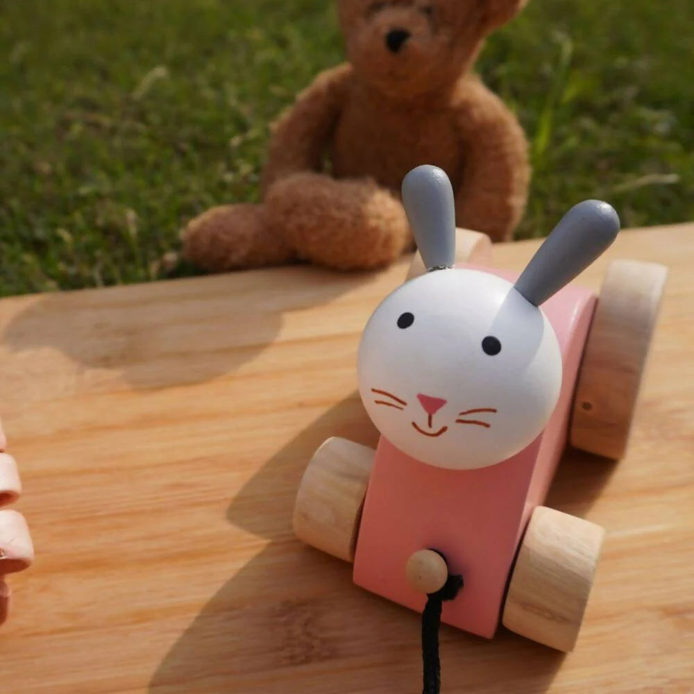 Matoyi Rabbit Wooden Pull Along Toy For Kids Mytrendzcart