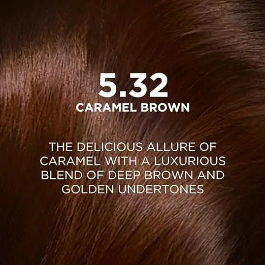L'Oreal Paris Hair Colour, Radiant At-Home Hair Colour with up to 100% Grey Coverage, Excellence Creme, 5.32 Caramel Brown, 72ml+100g - Mytrendzcart