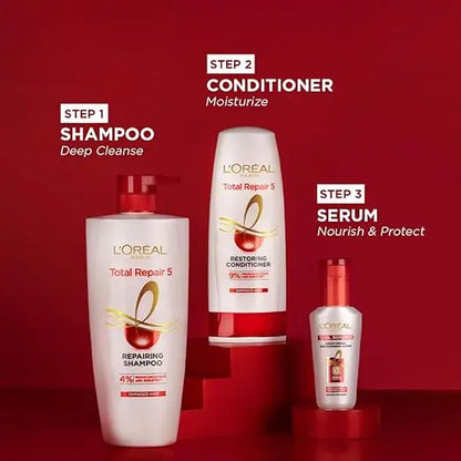 L'Oreal Paris Shampoo, For Damaged and Weak Hair, With Pro-Keratin + Ceramide, Total Repair 5, 1ltr - Mytrendzcart