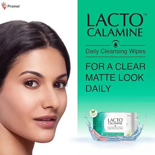 Lacto Calamine Daily Cleansing Facial Wipes 25N Each - Pack of 2 | Wet Wipes for Face with Aloe Vera, Cucumber & Vitamin E | Makeup Remover Wipes| Hydrating,Refreshing, Soothing| - Mytrendzcart