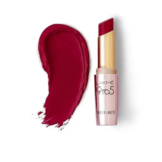 Lakme 9 To 5 Primer + Matte Lipstick, Matte Finish, Lightweight Lipstick, Lasts For 16Hrs, Nourishes Lips & Great For Daily Use, Burgundy Passion, 3.6g - Mytrendzcart