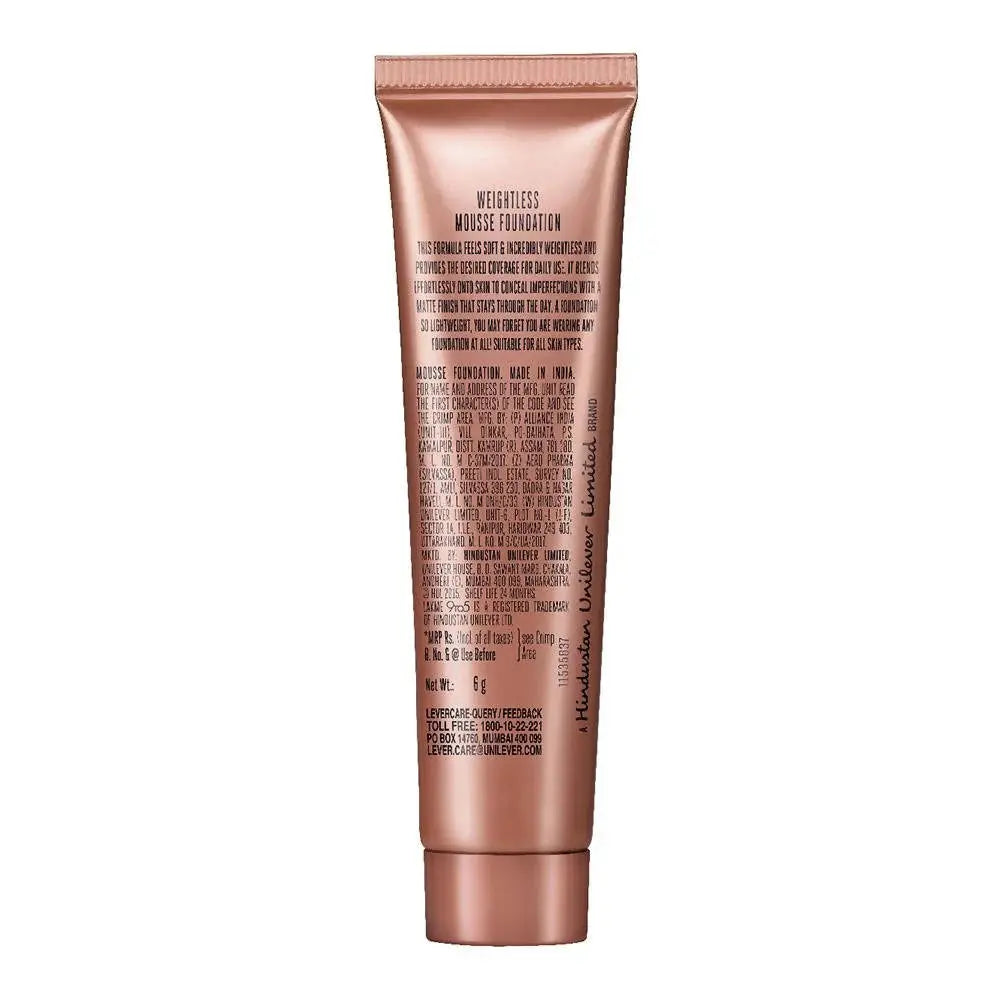 Lakme 9 to 5 Weightless Mousse Foundation - Rose Ivory -6 gm - Mytrendzcart