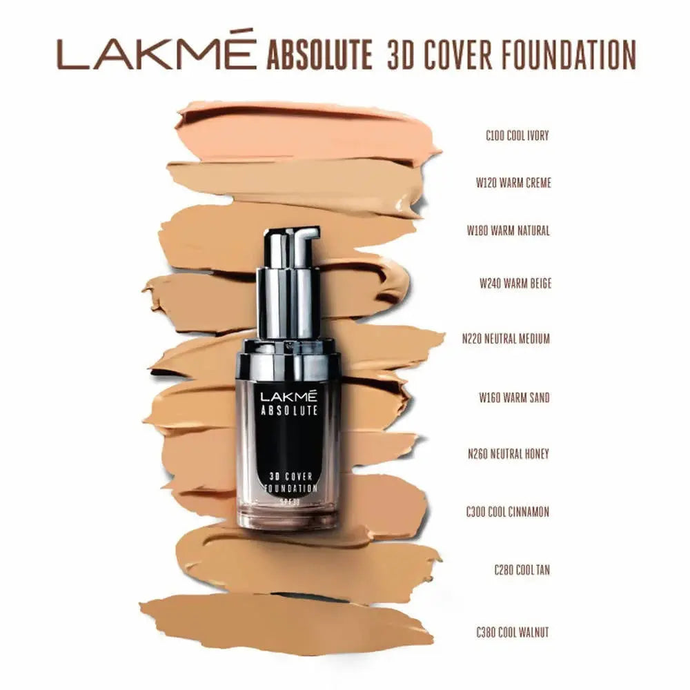 Lakme Absolute 3D Cover Foundation - Warm Crème (15 Ml) -15 Ml - Mytrendzcart