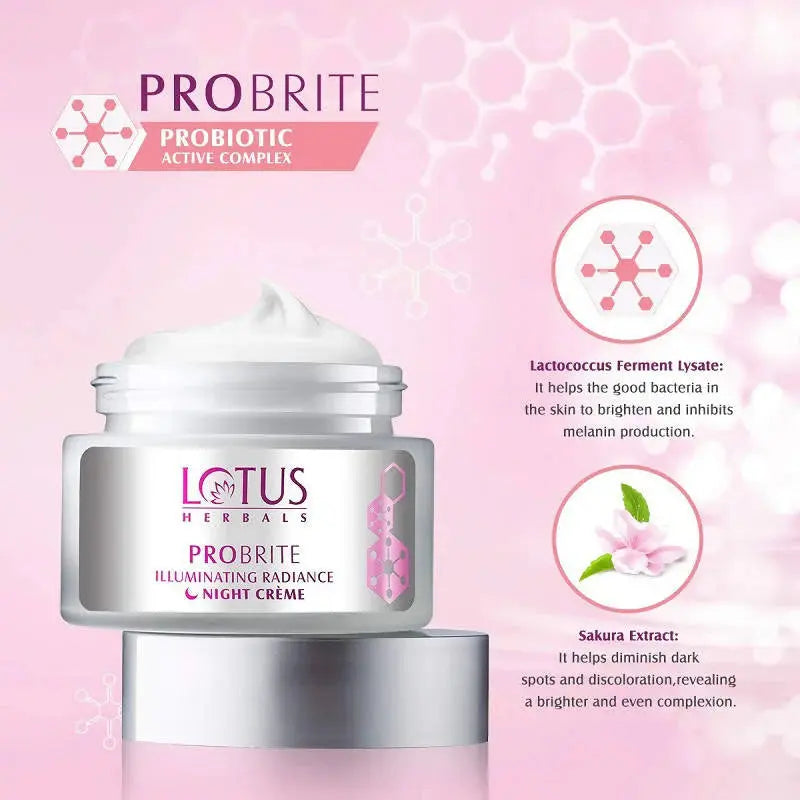 Lotus Herbals Probrite Illuminating Radiance Night Creme -50 gm - Mytrendzcart