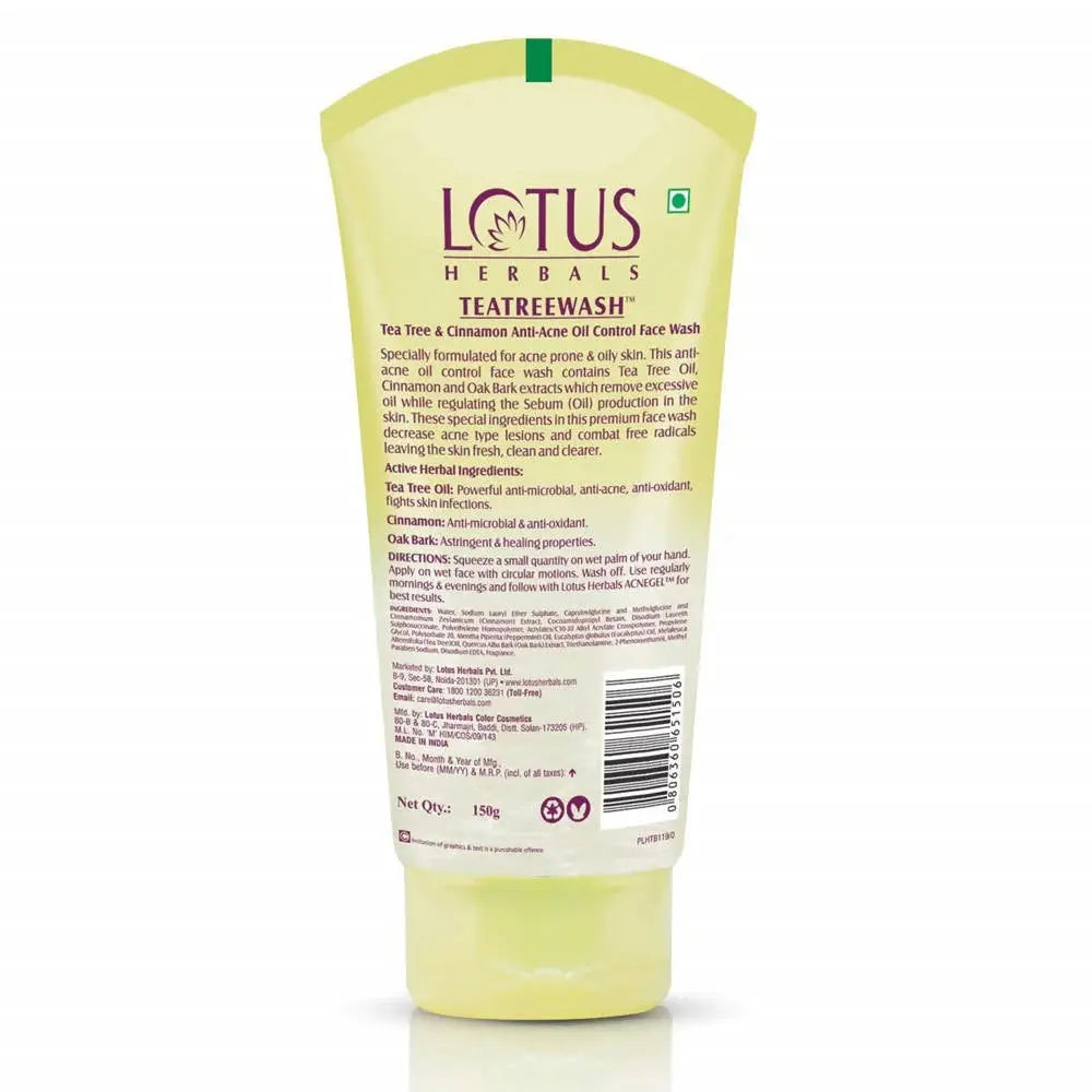 Lotus Herbals Teatreewash Tea Tree & Cinnamon Anti-Acne Oil Control Face wash -80 gm - Mytrendzcart