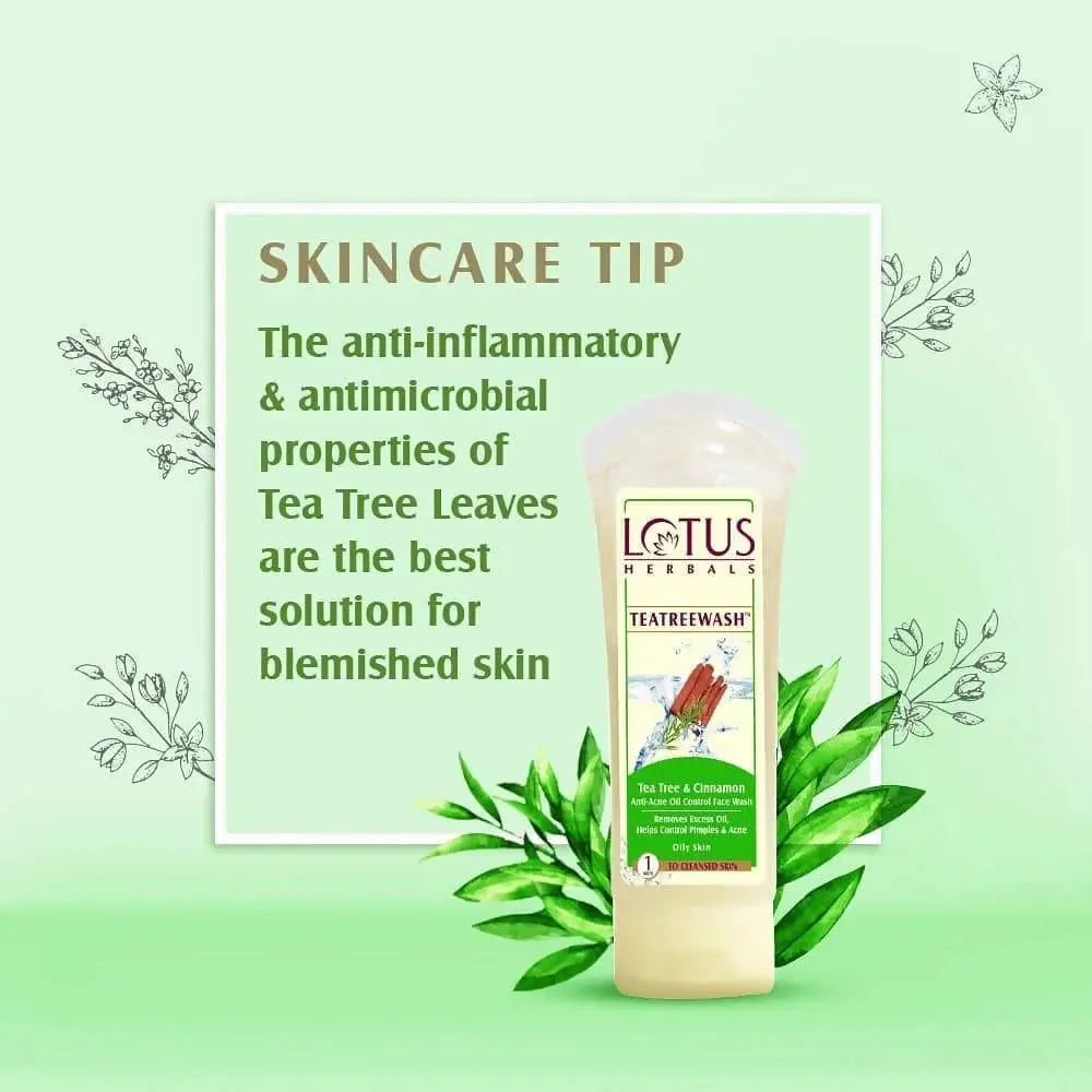 Lotus Herbals Teatreewash Tea Tree & Cinnamon Anti-Acne Oil Control Face wash -80 gm - Mytrendzcart