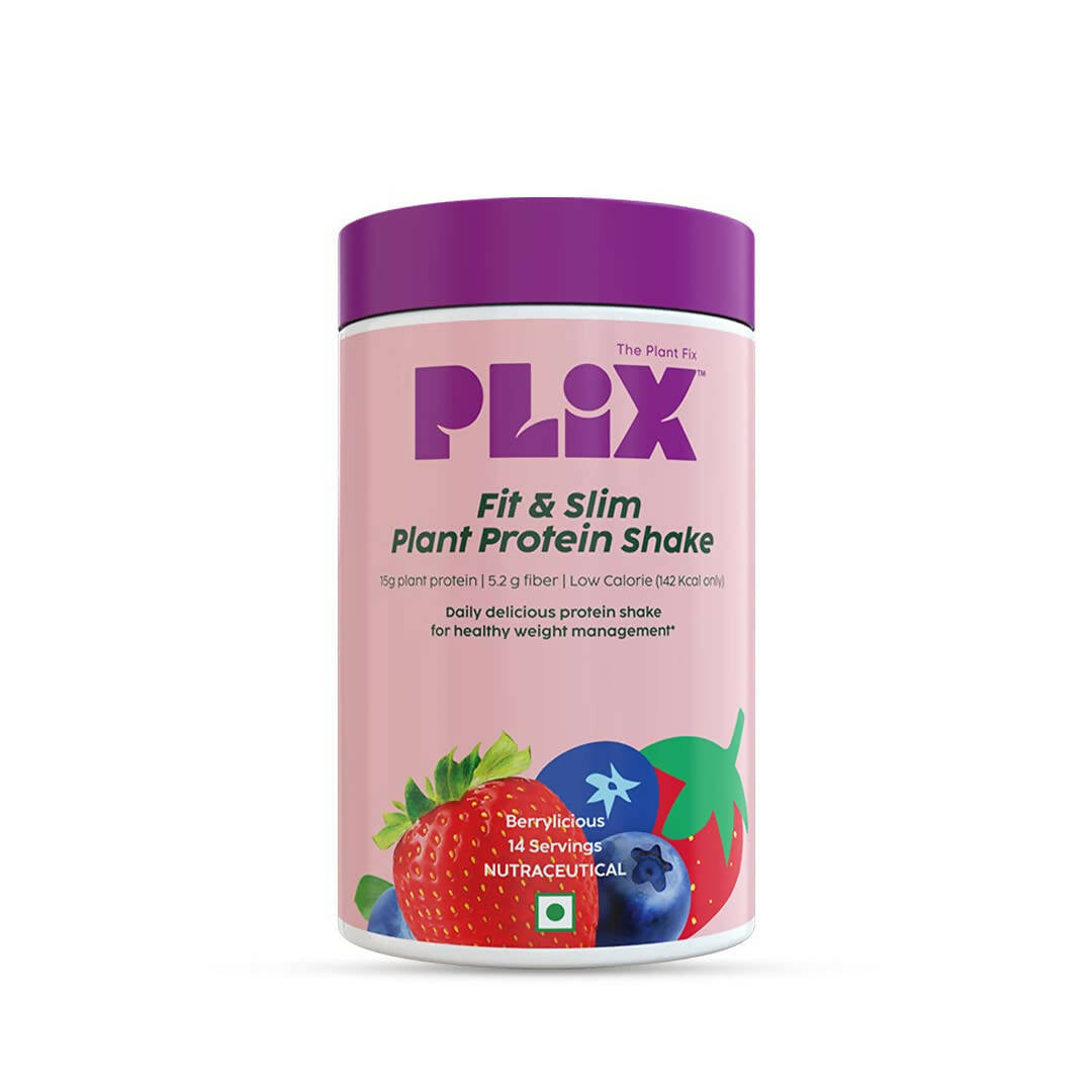 PLIX The Plant Fix Fit & Slim Smoothie Plant Protein Shake Powder - Strawberry - Mytrendzcart