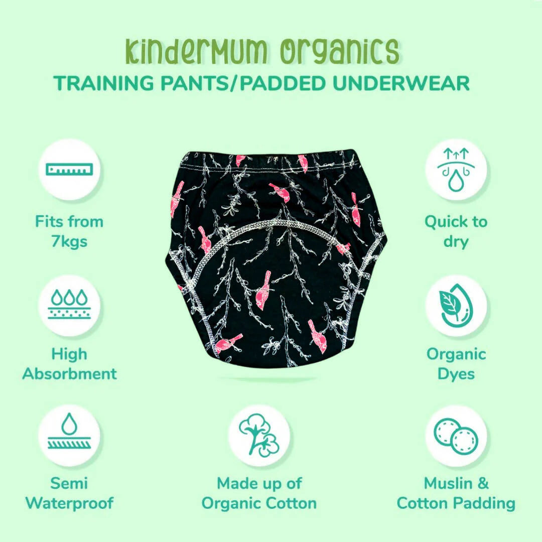 Kindermum Cotton Padded Pull Up Training Pants/ Padded Underwear For Kids Rugby Sparrow-Set of 2 Pcs -Medium (9-11 Kgs) - set of 2 Mytrendzcart