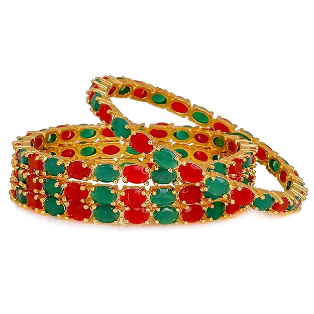 MANIKYA American Diamond Traditional Gold Plated Bangles Kada Sets For Women and Girls. Mytrendzcart