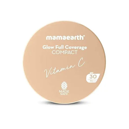 Mamaearth Glow Full Coverage Compact SPF 30 with Vitamin C & Turmeric for up to 3X Instant Glow - 9 g | Even Toned Complexion | Mattifying| Up to 16-Hour Oil Control & Sweat-Resistant (Natural Glow) - Mytrendzcart