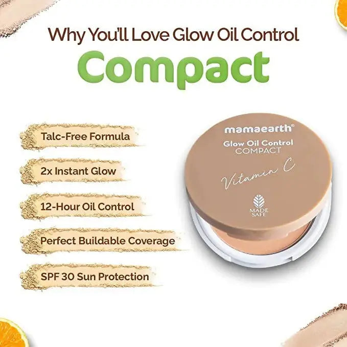 Mamaearth Glow Oil Control Compact With SPF 30 (Almond Glow) -9 gm - Mytrendzcart