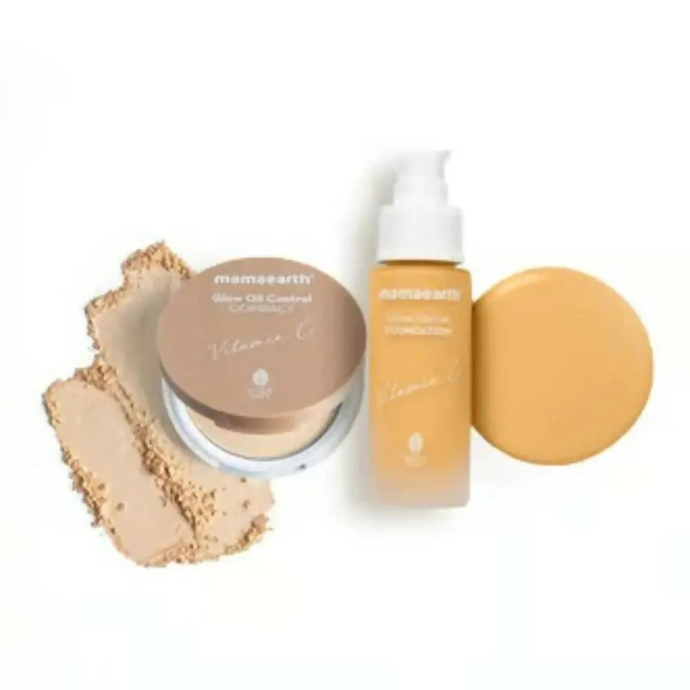 Mamaearth Glow Serum Foundation + Glow Oil Control Compact Combo - Ivory Glow -Combo - Mytrendzcart