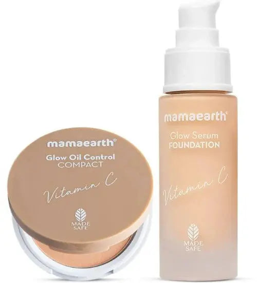 Mamaearth Glow Serum Foundation + Glow Oil Control Compact Combo - Ivory Glow -Combo - Mytrendzcart