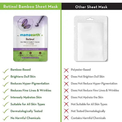 Mamaearth Retinol Bamboo Sheet Mask For Fine Lines & Wrinkles - Mytrendzcart