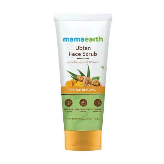 Mamaearth Ubtan Face Scrub with Turmeric & Walnut for Tan Removal -100 gm - Mytrendzcart