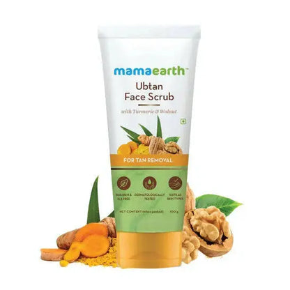 Mamaearth Ubtan Face Scrub with Turmeric & Walnut for Tan Removal -100 gm - Mytrendzcart