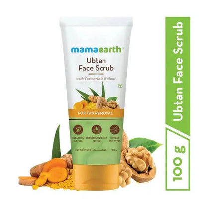 Mamaearth Ubtan Face Scrub with Turmeric & Walnut for Tan Removal -100 gm - Mytrendzcart