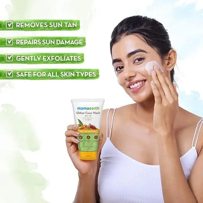 Mamaearth Ubtan Natural Face Wash For all Skin Type with Turmeric & Saffron for Tan Removal – 150 ml - Mytrendzcart
