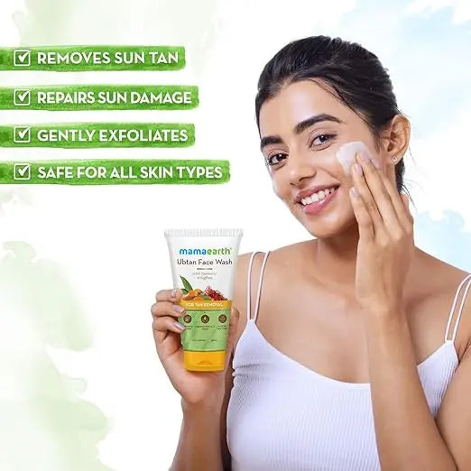 Mamaearth Ubtan Natural Face Wash For all Skin Type with Turmeric & Saffron for Tan Removal – 150 ml - Mytrendzcart