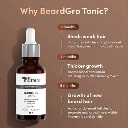 Man Matters BeardGro Beard Growth Tonic With 1.5% Aminexil, 4% Moringa -30 ml - Mytrendzcart