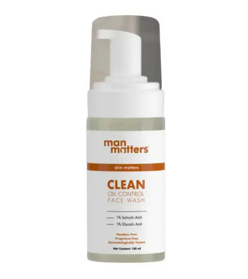 Man Matters Clean Oil Control Face Wash For Men With % Salicylic & Glycolic Acid -120 ml - Mytrendzcart