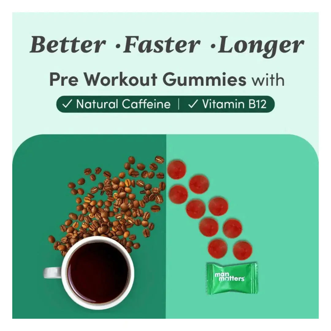 Man Matters Pre Workout Gummies, Expresso Flavour, Vegan Free -60 gummies - Mytrendzcart