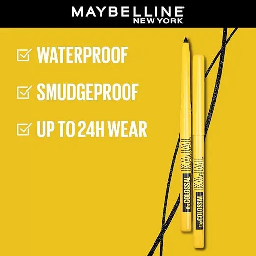 Maybelline New York Colossal Kajal, Intense Colour, Waterproof, Long lasting 24Hrs Stay, Black, 0.35g - Mytrendzcart