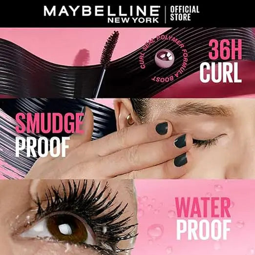 Maybelline New York Mascara, Curls Lashes, Highly Pigmented Colour, Long-lasting, Waterproof, Hypercurl , Black, 9.2ml - Mytrendzcart