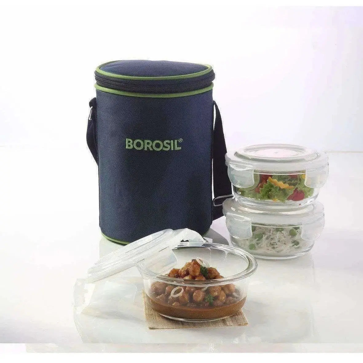 Microwavable Containers with Lunch Bag, 400ml, Set of 3 -400ml - Mytrendzcart