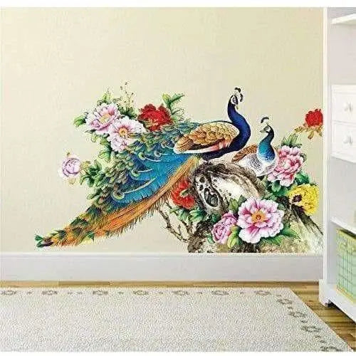 Multi color Peacock Birds Nature Wall Sticker - Model 2 - Mytrendzcart