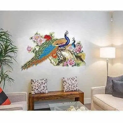 Multi color Peacock Birds Nature Wall Sticker - Model 2 - Mytrendzcart