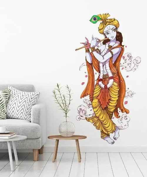 Multicolor - Lord Krishna with Flute Wall Sticker - Mytrendzcart