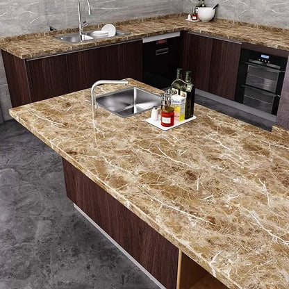 NAREVAL Brown Marble Contact Paper Vinyl Wrap Granite Wallpaper Peel and Stick Textured Marble Look Kitchen Waterproof Wall Sticker Adhesive (LTBR M 60CM*200CM) - Mytrendzcart