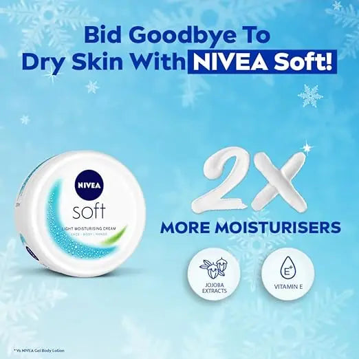 NIVEA Soft Light Moisturizer, 300 ml, for Face, Hand & Body, Non-Greasy Cream with Vitamin E & Jojoba Oil for Instant Hydration - Mytrendzcart