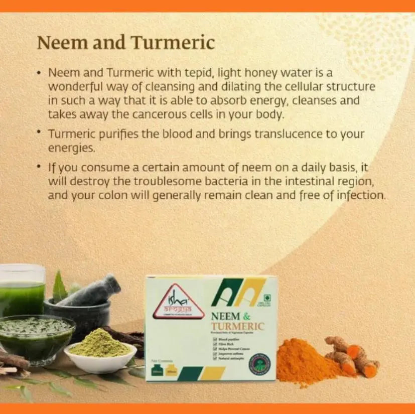 Neem and Turmeric powder in veg capsules. Combo pack. 100 capsules each. For daily detox. - Mytrendzcart