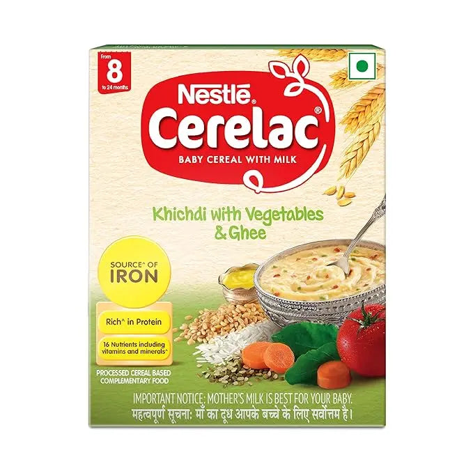 Nestle Cerelac Baby Cereal with Milk , Khichdi with Vegetables & Ghee , From 8 to 24 Months ,Stage 2, Source of Iron & Protein , 300g - Mytrendzcart