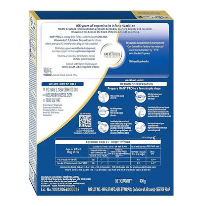 Nestle NAN PRO 2 Follow-up Formula Powder - After 6 months, Stage 2, 400g Bag-In-Box Pack - Mytrendzcart