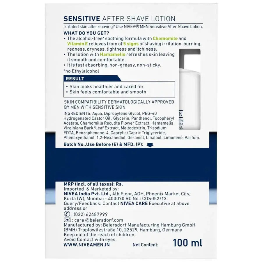 Nivea Men Sensitive After Shave Lotion -100 ml - Mytrendzcart