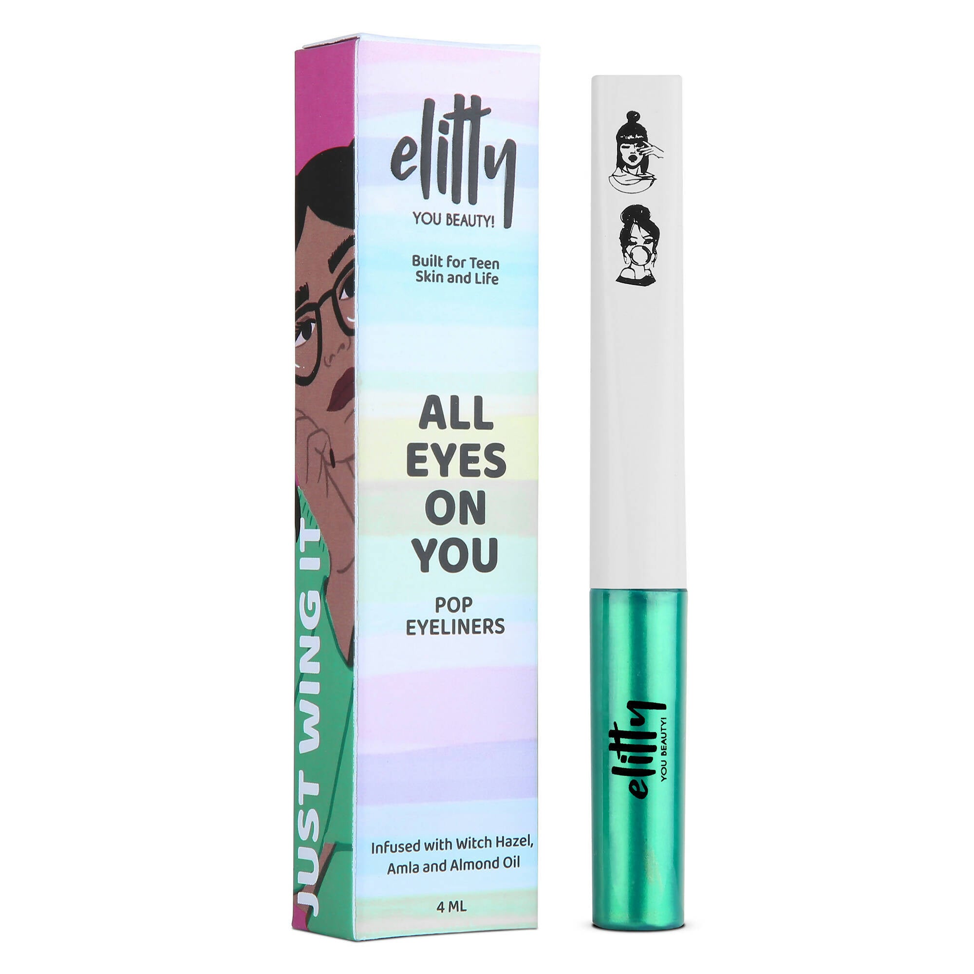 Elitty Green Pop Color Metallic Finish Liquid Eyeliner - Power Move (Emerald) - Mytrendzcart