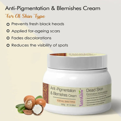 NutriGlow Anti Pigmentation & Blemishes Cream with Apricot Extracts & Oatmeal -300 gm - Mytrendzcart