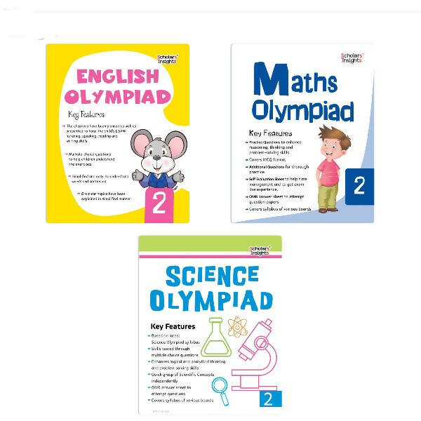 Scholars Insights Olympiad English, Maths and Science Workbooks Set Grade 2| Set of 3| Ages 7 - 9 Year - Mytrendzcart